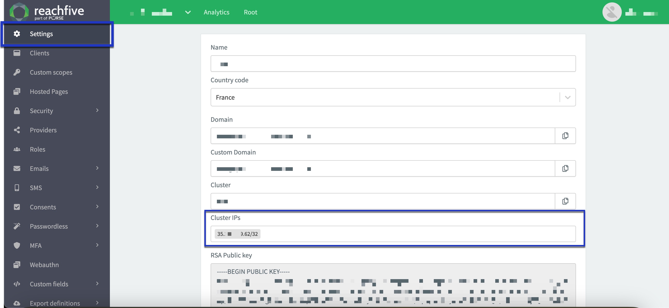 settings cluster ip