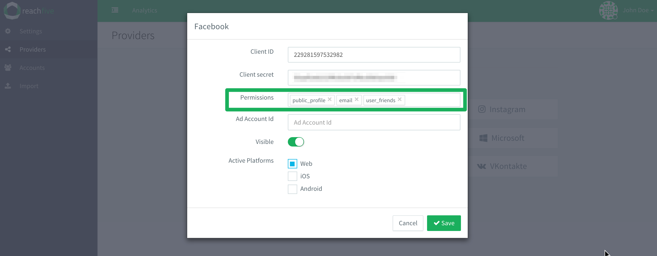 facebook visible