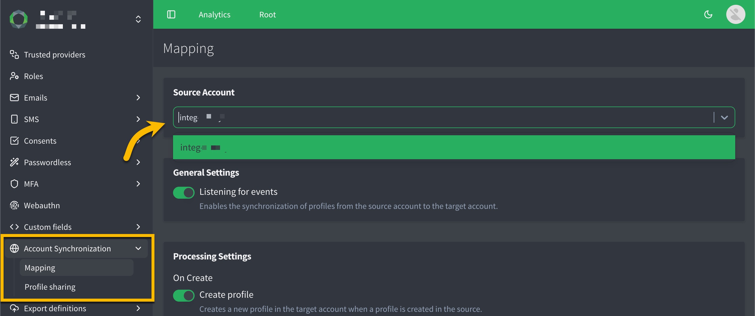 ice mapping source account