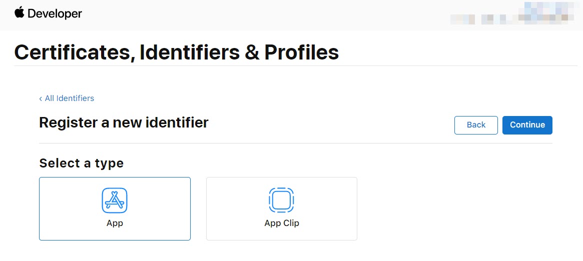 apple developer identifier Type