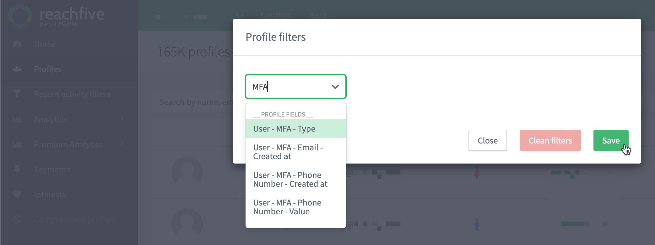 2123 MFA profile filter