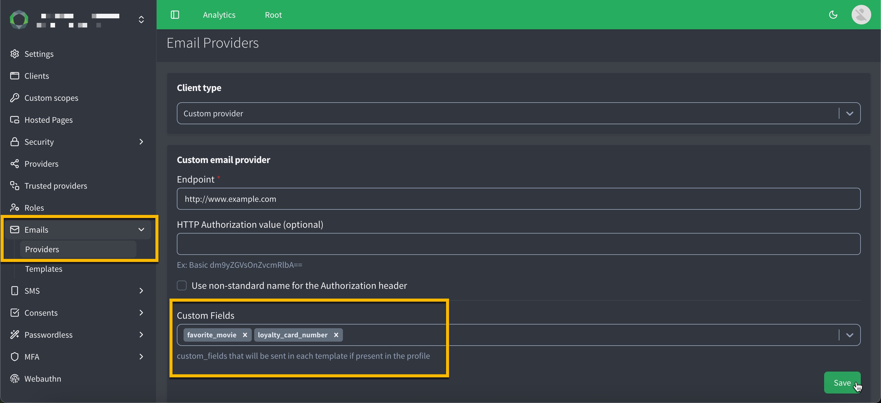 2145 custom providers fields