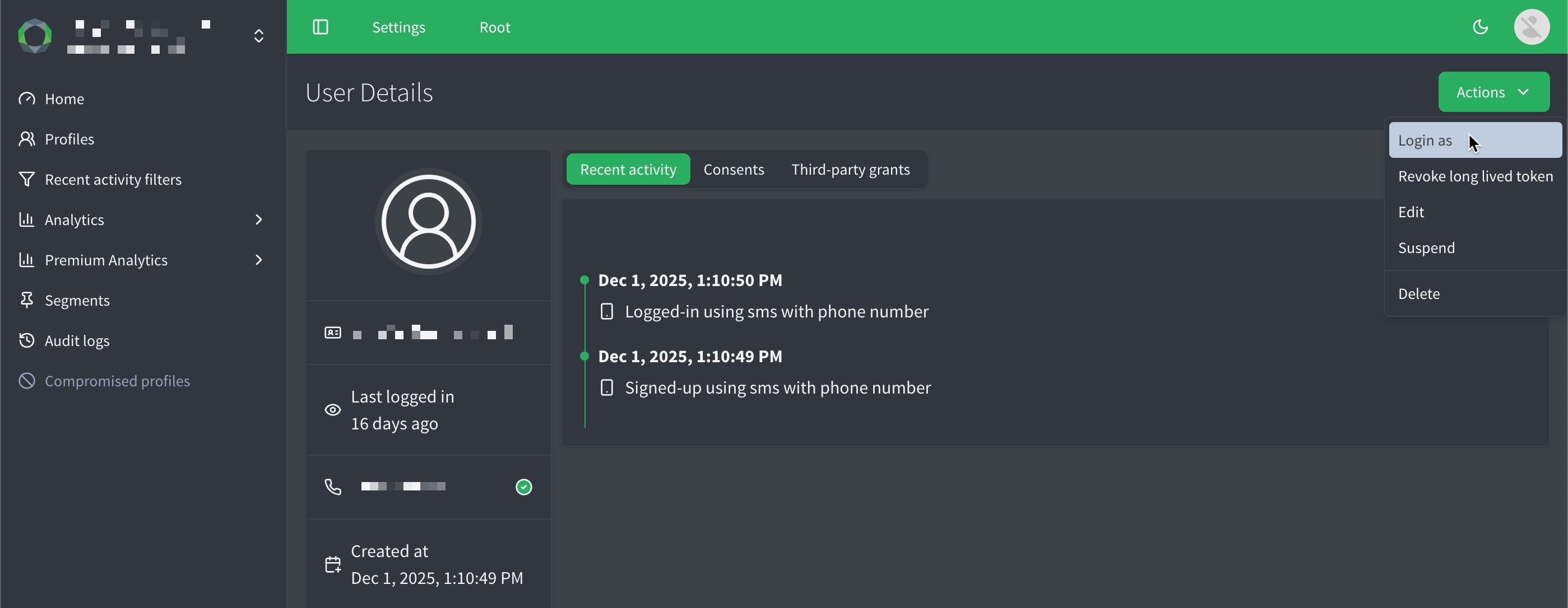 Login-as user event example