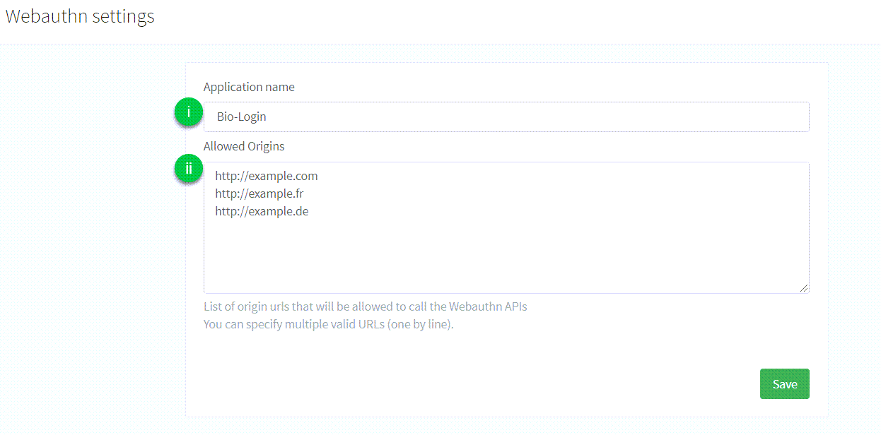 console webauthn settings