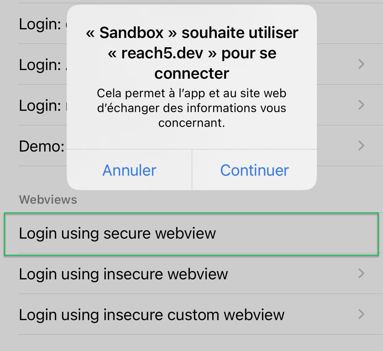 secure login dialog