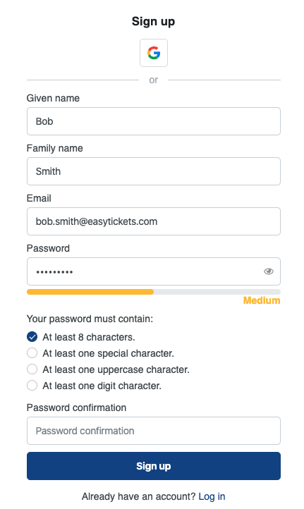 showAuth signup custom rules